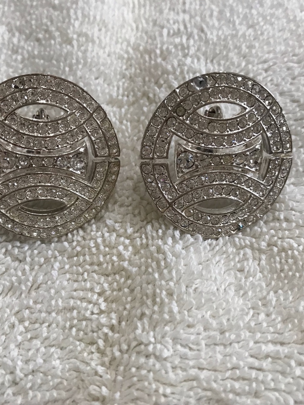 Crystal Pave Round Clip-On Earrings - Silver Tone